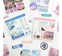 Set di accessori per scrapbooking e journaling, 80 pezzi adesivi Washi in stile paesaggio, adesivi per scrapbooking per diario, planner, quaderno, pittura, cornice per foto (The Wind at the Crossroads