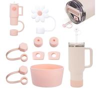 Set di accessori per tazza Stanley, include 6 tappi in silicone a prova di perdite, 2 coperchi per cannuccia, 1 copertura in silicone per tazze Stanley da 1,2 litri e 850 ml, tazze non incluse (rosa)