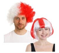 Set di accessori per tifosi dell'Inghilterra, parrucca afro con bandiera inglese e parrucca abbinata a caschetto abbinato, per tifosi di calcio, eventi sportivi, festa di San Giorgio, feste, feste in