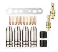 Set di accessori per torcia di saldatura, 19 pezzi, per MIG e MAG, in rame, M6 da 1 0 mm, ugelli a gas, supporti per molle, isolatori e chiave, progettato per varie apparecchiature di saldatura