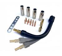 Set di accessori per torcia MIG con collo flessibile, collo torcia pieghevole per pistola MIG Binzel MB15 15AK, 10× ugello di corrente, 4× ugello di gas- perfetto per saldature in spazi ristretti.