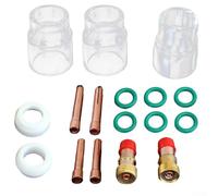Set di accessori per torcia TIG da 17 pezzi, lente a gas da 3/32 pollici e tazza di calore n. 12 per torce WP-17/18/26, costruzione in rame e PTFE per resistenza alle alte temperature
