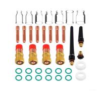 Set di accessori per torcia TIG da 36 pezzi per WP17 WP18 WP26, tra cui tazze in vetro borosilicato da 4 a n. 12 e supporti per elettrodi in rame