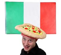 Set di accessori per travestimenti con bandiera e cappello italiana, con bandiera e cappello da pizza, con bandiera e cappello da calcio