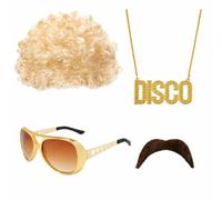 Set di Accessori per Travestimento Retrò, Oro | Fibra Sintetica Resistente Al Calore, Leggero, Occhiali da Sole Hippie, per Cosplay, Spettacoli Teatrali