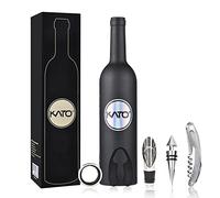 Set di accessori per vino - Kit cavatappi apribottiglie per vino, anello antigoccia, tagliacarte, versatore vino e tappo per sacchetti, regalo di San Valentino perfetto per gli amanti del vino, nero