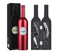 Set di accessori per vino - Kit cavatappi apribottiglie per vino, anello antigoccia, tagliacarte, versatore vino e tappo per sacchetti, regalo di San Valentino perfetto per gli amanti del vino, rosso