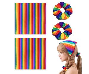 Set di Accessori Pride Arcobaleno, 4 Pezzi, 2 Bandane e 2 Fasce per Capelli, Ideale per Eventi LGBTQ+ come Christopher Street Day, Per Tutti i Generi e le Età