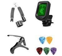 Set di accessori professionali per chitarra, capotasto resistente, pinza avvolgicorda 3 in 1, accordatore a clip, plettri per chitarra acustica classica elettrica