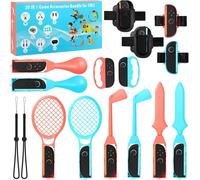 Set di accessori sportivi Switch2 22 in 1 per giochi sportivi N-S, Axrye set somatosensoriale per feste con racchetta da tennis, impugnature per controller benda ruote per mazze da golf canna da pesca
