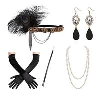 Set di accessori vintage da donna, collana e orecchini, per cocktail party anni '20
