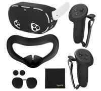 Set di accessori VR 5 in 1 per MetaQuest 3S, compatibile con Quest 3S Controller Grip Cover, VR Shell Cover, Protective Lens Cover, Silicone Face Pad, Joystick Caps