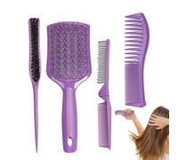 Set di acconciatura per donne - pettine districante pieghevole per parrucchiere, 4 pezzi pettini e spazzole per trecce, per capelli corti lunghi e spessi ricci diritti da viaggio, casa, soggiorno