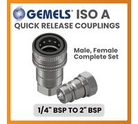 Set Di Accoppiamenti Rapidi Idraulici ISO A Gemels, In Acciaio, Da 1/4" A 2" BSP