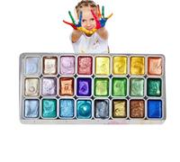 Set di acquerelli perlescenti da 24 colori, tavolozza compatta con pigmenti minerali di mica, toni metallici brillanti per illustrazione, calligrafia, arte floreale e pittura sfumata su carta e carton
