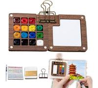Set di acquerelli portatile in legno acrilico griglia scatola di vernice set per artisti, hobbisti e principianti, kit perfetto per acquerello per creatività in movimento e avventure pittoriche