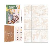 Set di acquerelli tascabili, set di quaderni di pittura artistica, materiale di pittura all'aperto, per principianti, artisti, adulti, quaderno di viaggio, attività familiare