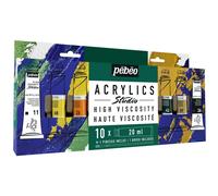 Set Di Acrilici Ad Alta Viscosità Pebeo 10 X 20Ml Tubetti Con Pennello