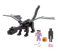 Set di action figure Mattel Minecraft Ender Dragon con luci, suoni e nebbia, con Steve e Enderman, personaggi in scala da 3,25 pollici