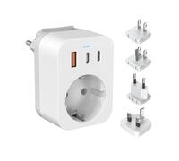 Set di adattatori da viaggio internazionali con 3 USB, 2 tipo C PD da 20 W, 4 adattatori rimovibili per Stati Uniti, Europa, Inghilterra, Thailandia, Giappone, Cina