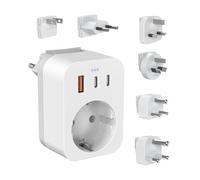 Set di adattatori da viaggio internazionali con USB C (PD 20W), 6 adattatori da viaggio rimovibili per Sudafrica/JAP/AUS/USA/EU/UK
