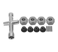 Set di adattatori per mozzi esagonali per ruote da 12 mm, lega di alluminio premium, spessore 7 mm, con dadi antiscivolo e chiave a croce per auto RC in scala 1/10. Accessori (Tu colora)