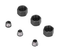 Set di Adattatori per Pinze per Fresa 6 Pezzi, Kit 6 Mm, 6,35 Mm, 8 Mm, con Dado per Taglierina, Materiale in Acciaio Al Carbonio, per Conversione, Trattato Termicamente