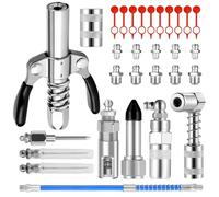 Set di adattatori per pressa grasso, 28 pezzi, G Coupler per pressa grasso, con tubo da 30 cm, pressa per grasso e inserto, raccordo per capezzoli, 8 tipi, per tutti i tipi di grasso pres