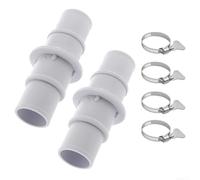 Set di adattatori per tubo da piscina da 1-0,6 cm a 2,5-1,3 cm | Adatto per tubi da 3,8 a 2,5-1,3 cm, include 4 morsetti, facile installazione fai da te, previene perdite, plastica bianca