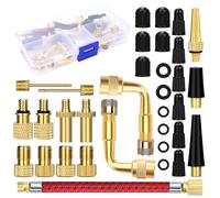 Set di adattatori per valvola per bicicletta, 34 pezzi, adattatore per valvola francese, adattatore per valvola auto, adattatore per valvola del compressore, adattatore per bicicletta, pompa ad aria