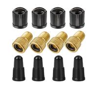 Set di adattatori per valvole da bicicletta, confezione da 12 pezzi, per valvola flash e Presta a valvola auto, DV e SV ad AV, kit con tappi per valvole