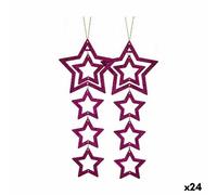 Set di Addobbi di Natale Stella Fucsia 19 x 0,2 x 23 cm [24 Unità]