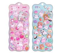 Set di adesivi 3D con simpatici disegni di coniglietti rosa, adesivi in PVC per bambini, simpatici adesivi gonfi animali mini cartoni animati Kaw aii 3D Puffy Stick ers per custodia del telefono