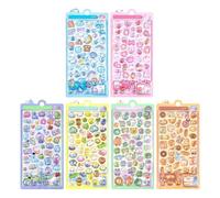 Set Di Adesivi 3D Per Pannelli | Simpatiche Decalcomanie Con Animali A Bolle In Rilievo | Adesivi Ricompensa In Resina 9x21 Cm 12 G Per Foglio | Pianificatore Telefonico, Diario, Laptop, Frig