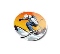 Set di adesivi adesivi per sciatore Freeride Freestyle in vinile, resistente all'acqua e ai raggi UV, per sport invernali, estremi, sci, neve, montagna, sunset, abete, per computer bottiglia e auto,