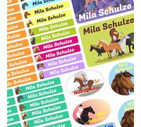 Set di adesivi con nome - bambini - 75 pezzi - cavalli - con testo desiderato - nome - personalizzato - etichette nome - per ragazzi - azienda - università - scuola - bambini - KITA