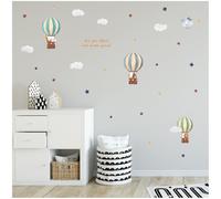 Set di adesivi da parete, con motivo con mongolfiera, su 4 fogli DIN A4 in totale, 150 x 55 cm, per la cameretta dei bambini e dei neonati, in stile ad acquerello, Y057-1 (animali)
