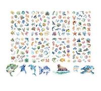 Set di adesivi glitterati per bambini, 16 pezzi, animali marini, 596 pezzi, per pittura ad acqua, olografici, in vinile, impermeabili, per bambini, scrapbooking, album fotografici, regalo, ricompensa