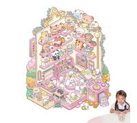 Set di adesivi in miniatura con scene in stile cartone animato, graziose scene tridimensionali per la stanza, graziose scene tridimensionali, decalcomanie per le vacanze per ragazzi, ragazze, bambini