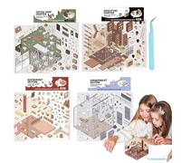 Set di adesivi in miniatura, effetto 3D, 4 adesivi per il relax e per album di ritagli, graziosi adesivi paesaggistici per adulti, bambini, cellulari, laptop, attività scolastiche, insegnanti