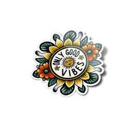 Set di adesivi "Only Good Vibes" con motivo sole bohemien, motivo floreale, stile boho-hippie, adesivo in vinile Die-Cut, ideale per decorazione di interni, computer portatili e quaderni, 8 cm