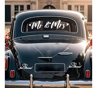 Set di adesivi per auto appena sposato, adesivi da sposa per auto adesivi da sposo decorazioni per auto finestre specchi matrimonio luna di miele - 3 pezzi