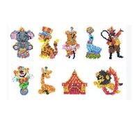 Set di Adesivi per dipingere con i Diamanti, Motivo Mondo del Circo, Set per Creare Adesivi con Pietre Glitterate, per Bambini dai 5 Anni in su