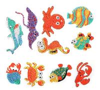 Set di Adesivi per dipingere con i Diamanti, Motivo Mondo Sottomarino, Set per Creare Adesivi con Pietre Glitterate, per Bambini dai 5 Anni in su