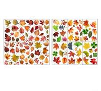 Set di adesivi per finestre con foglie autunnali con applicazione statica per la decorazione stagionale della casa e dell'ufficio, include elementi in acero, ginkgo e pigna