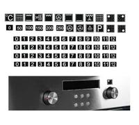 Set di adesivi per fornelli con simbolo di fornello, per rinnovare i caratteri della stufa (6 mm, caratteri bianchi su sfondo nero)