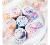 Set di adesivi per scrapbooking, 6 rolls Cloud Themed Bullet Journal Stickers,PET Washi Tape Aesthetic Stickers Decorative for Journaling Accessori,Photo Album,Mobile phone,DIY Crafts (A Cloud Series)