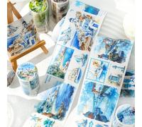 Set di adesivi per scrapbooking, 6 rotoli di adesivi vintage bullet journal, City Scenery Themed Washi Tape Aesthetic Stickers Decorative for Journaling Accessori,Photo Album,DIY Crafts (Embrace