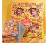 Set di adesivi trasparenti in vinile con capibara kawaii, decalcomanie impermeabili e di alta qualità per fai-da-te, decorazioni artistiche estetiche per animali, ideali per laptop, borracce, caschi, 