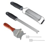 Set di Affettatrici Gourmet Regolabili, 2 Pezzi Grattugia Formaggio, 1 Pezzi Affetta Tartufi, Grater Formaggio in Acciaio Inox, Taglia Tartufo con Manico in Legno per Tagliare Cioccolato, Formaggio